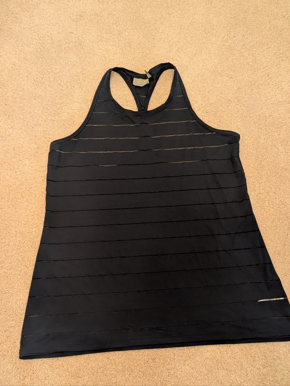 Athleta Navy Striped Racerback Tank Top Women’s Large L Athletic Workout
